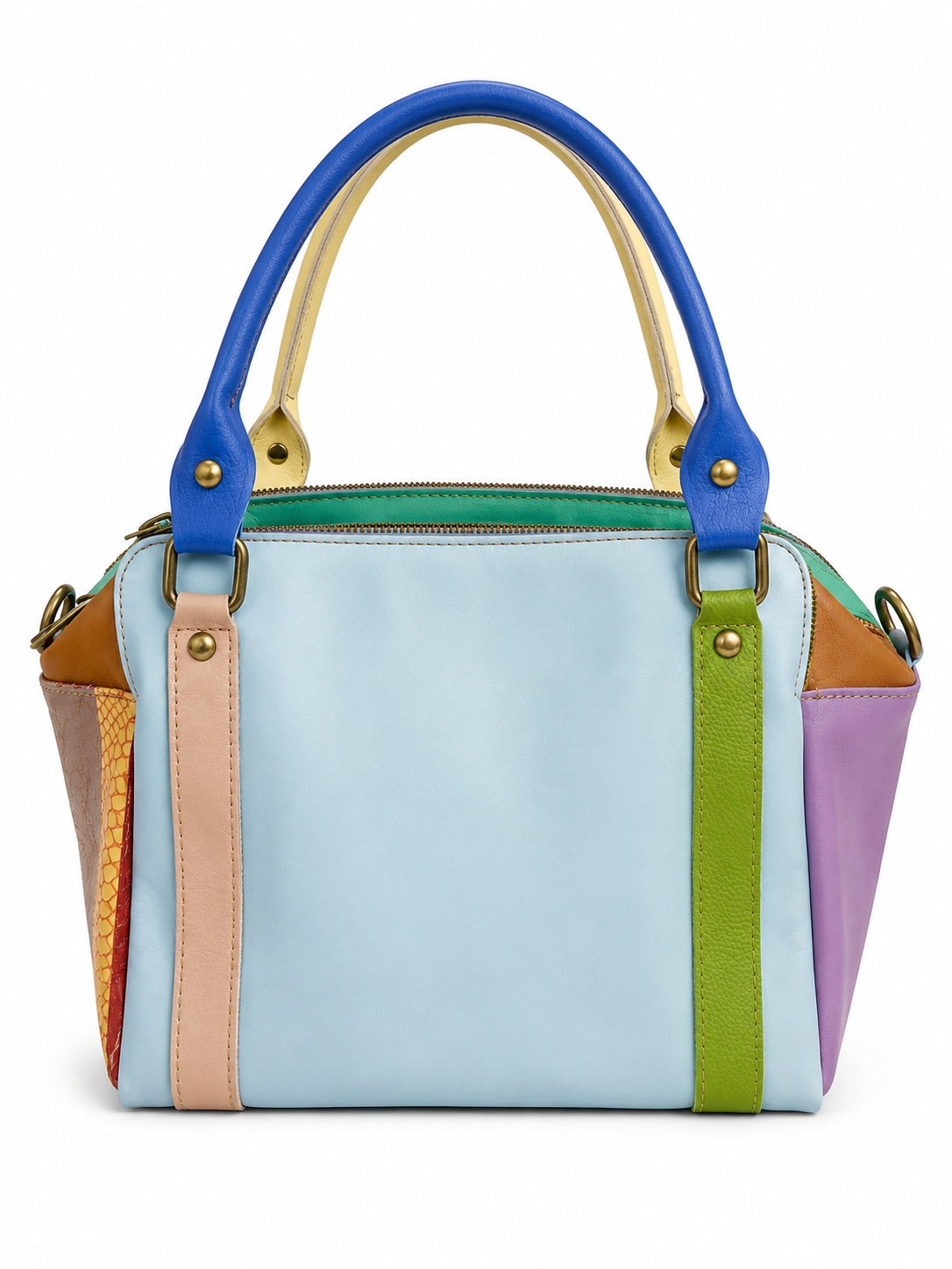 Borsa a Mano Vera Pelle Multicolor Donna con Tracolla