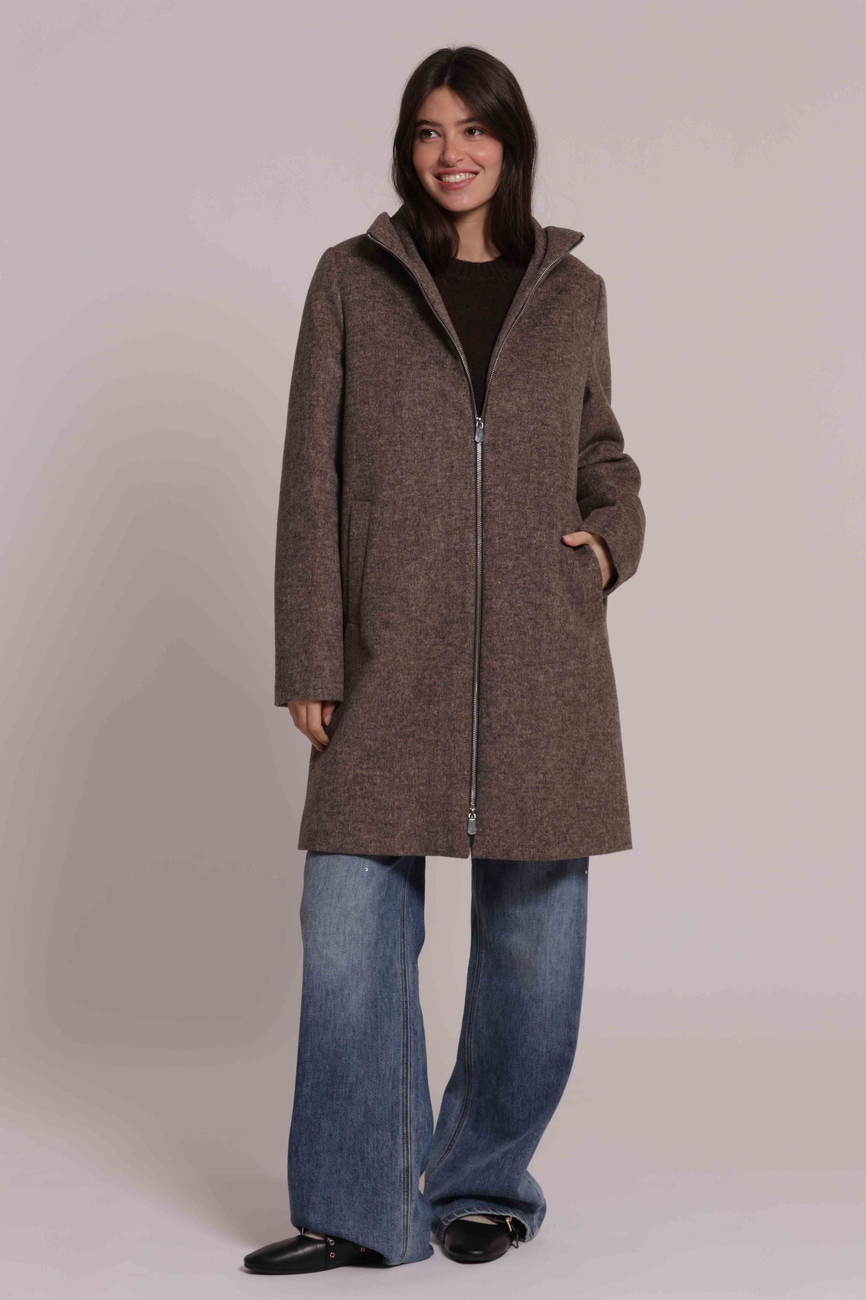 Cappotto Donna 2 in 1 in Lana con Piumino Staccabile e Cappuccio Mimi Mua