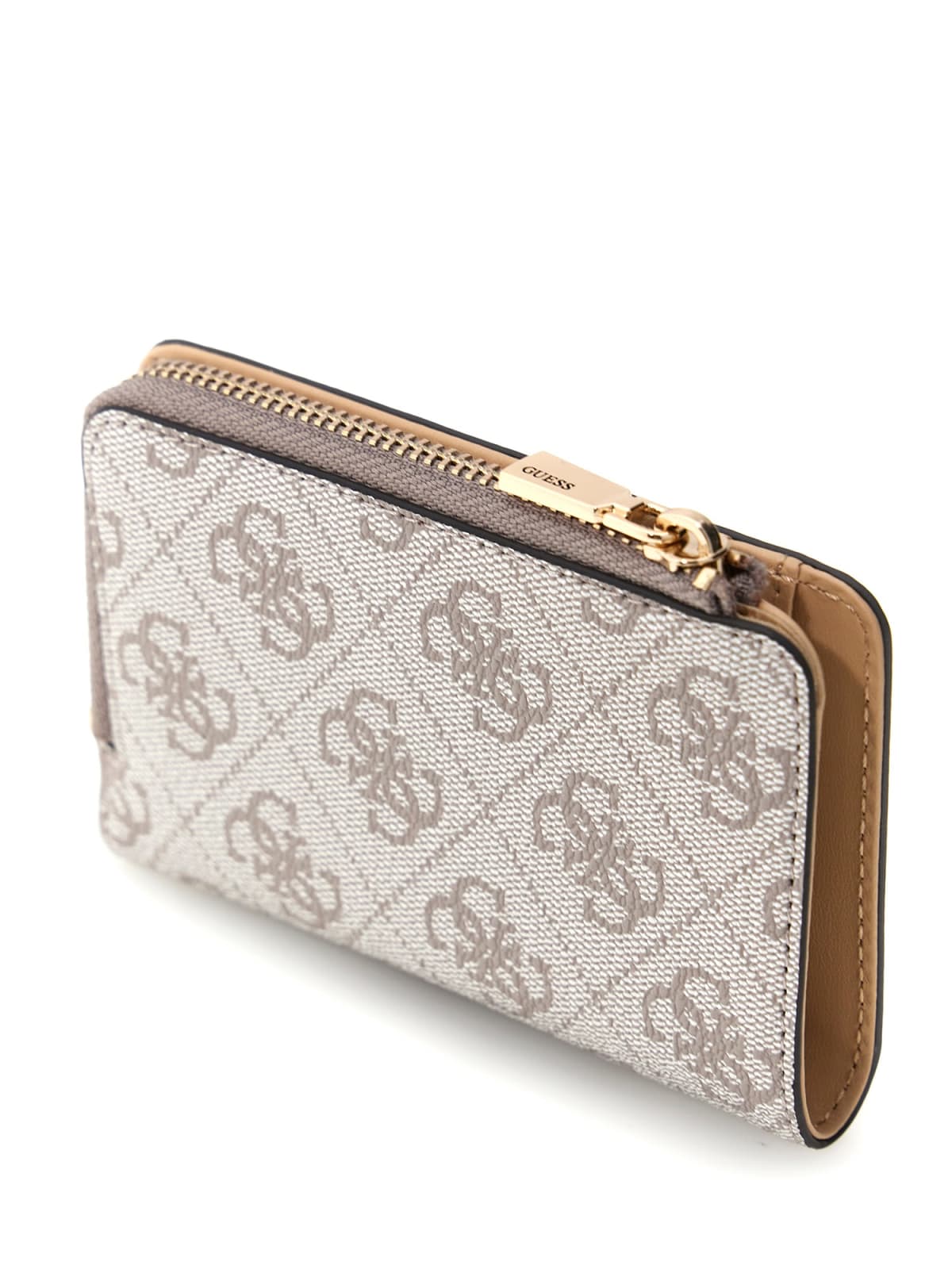 Portafoglio Guess donna logo all over con zip e scritta frontale