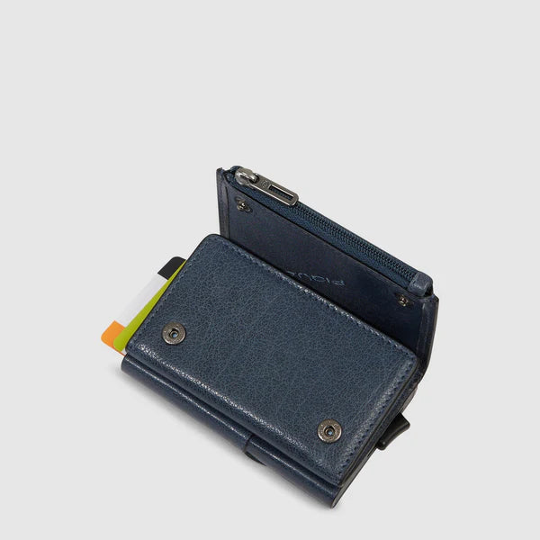 Portafoglio Piquadro in pelle e metallo con porta carte compatto e porta monete AVION TU | Giò Fashion