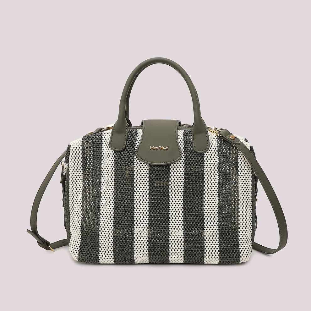 Borsa Bauletto Mimi Mua Rete a Righe PANNA/MILITARE TU | Giò Fashion