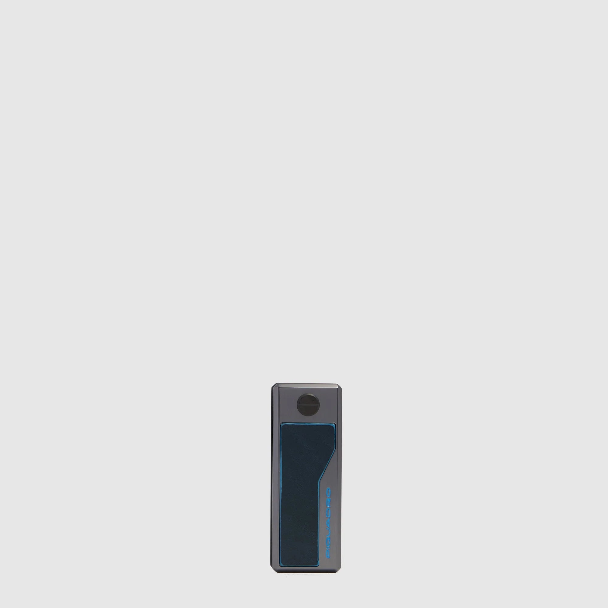Piquadro Portachiavi Modulare Personalizzabile in Pelle e Alluminio Blue Square con Fermasoldi