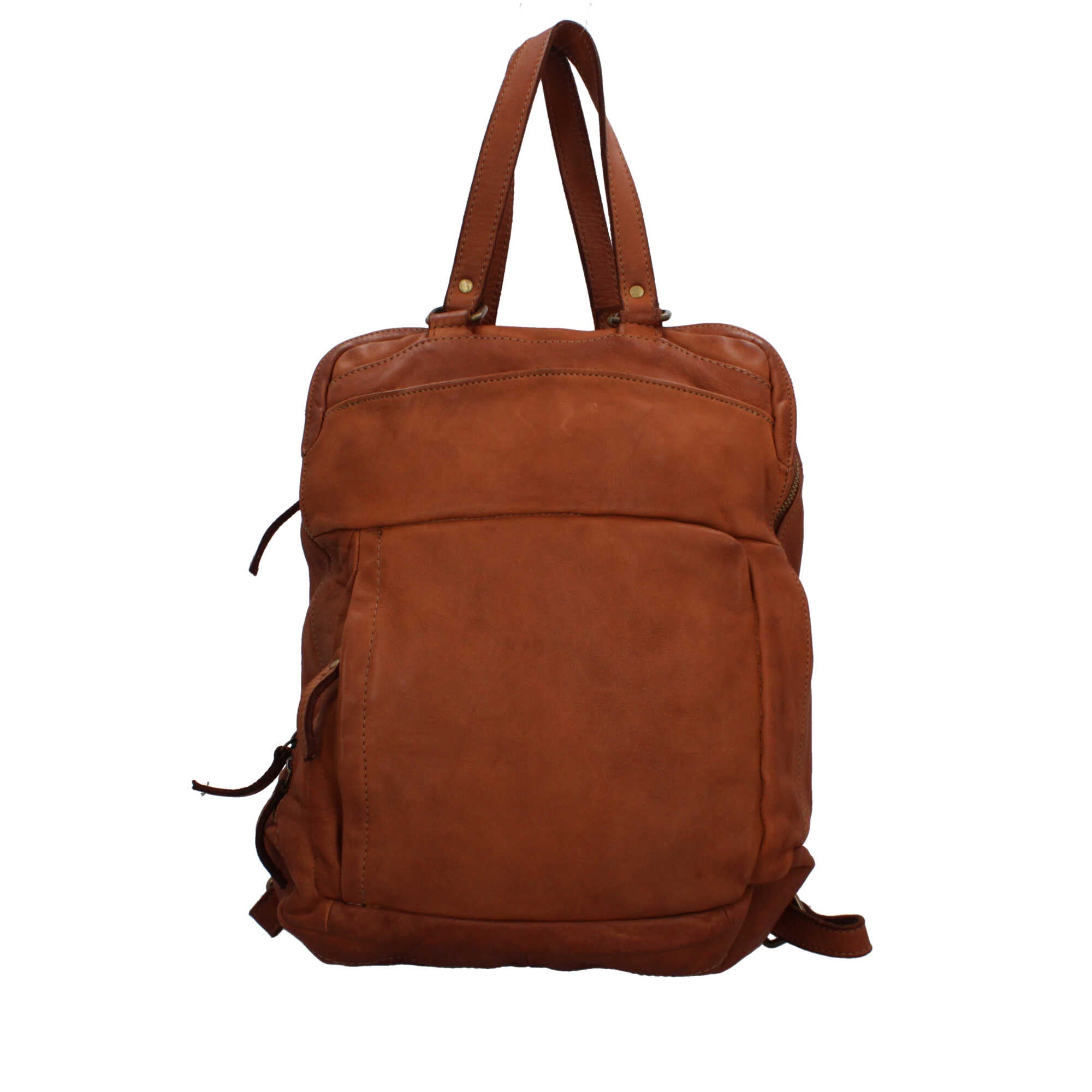 Zaino borsa Made in Italy in pelle morbida con tracolla CUOIO TU | Giò Fashion