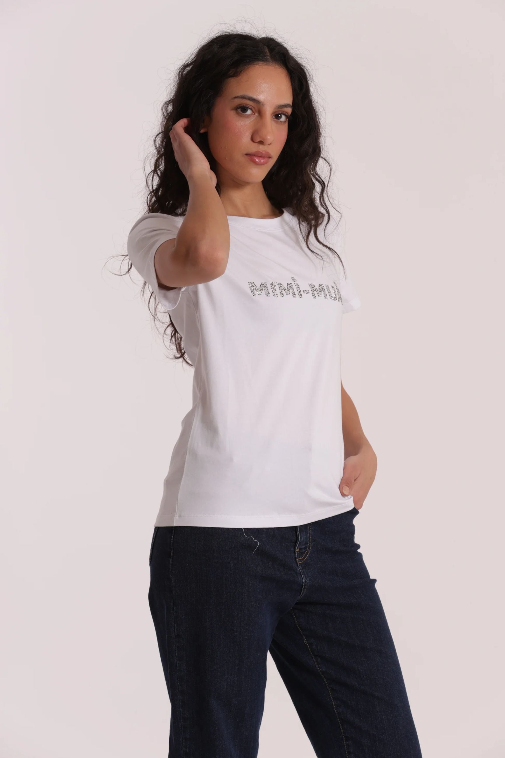 Mimi Mua SFAN-1863 – T-Shirt Donna con Logo in Strass