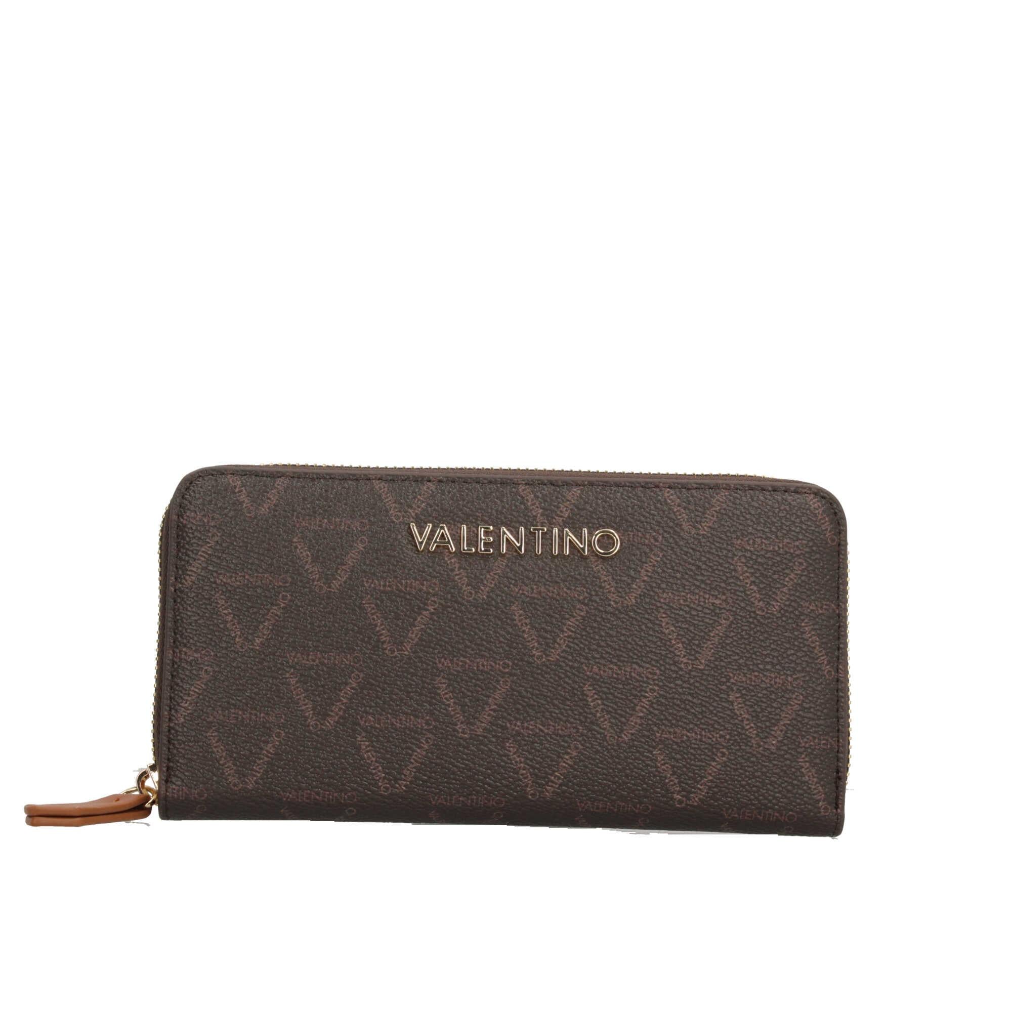 Portafoglio Valentino con zip e stampa monogram MORO/CUOIO TU | Giò Fashion