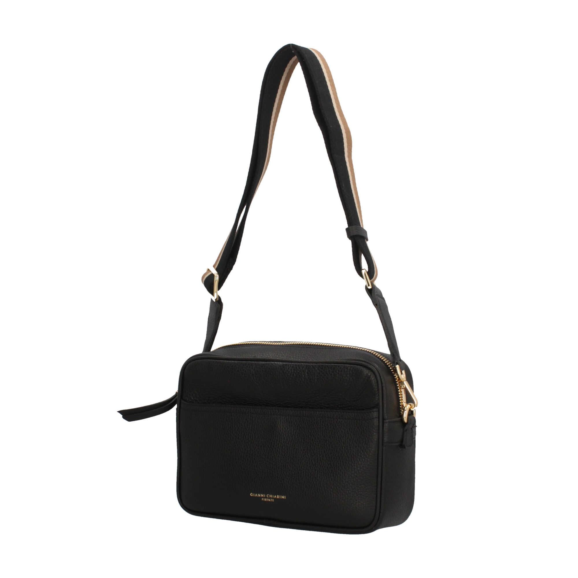 Gianni Chiarini Sporty Chic - Borsa a Tracolla in Pelle Grana con Tracolla a Contrasto