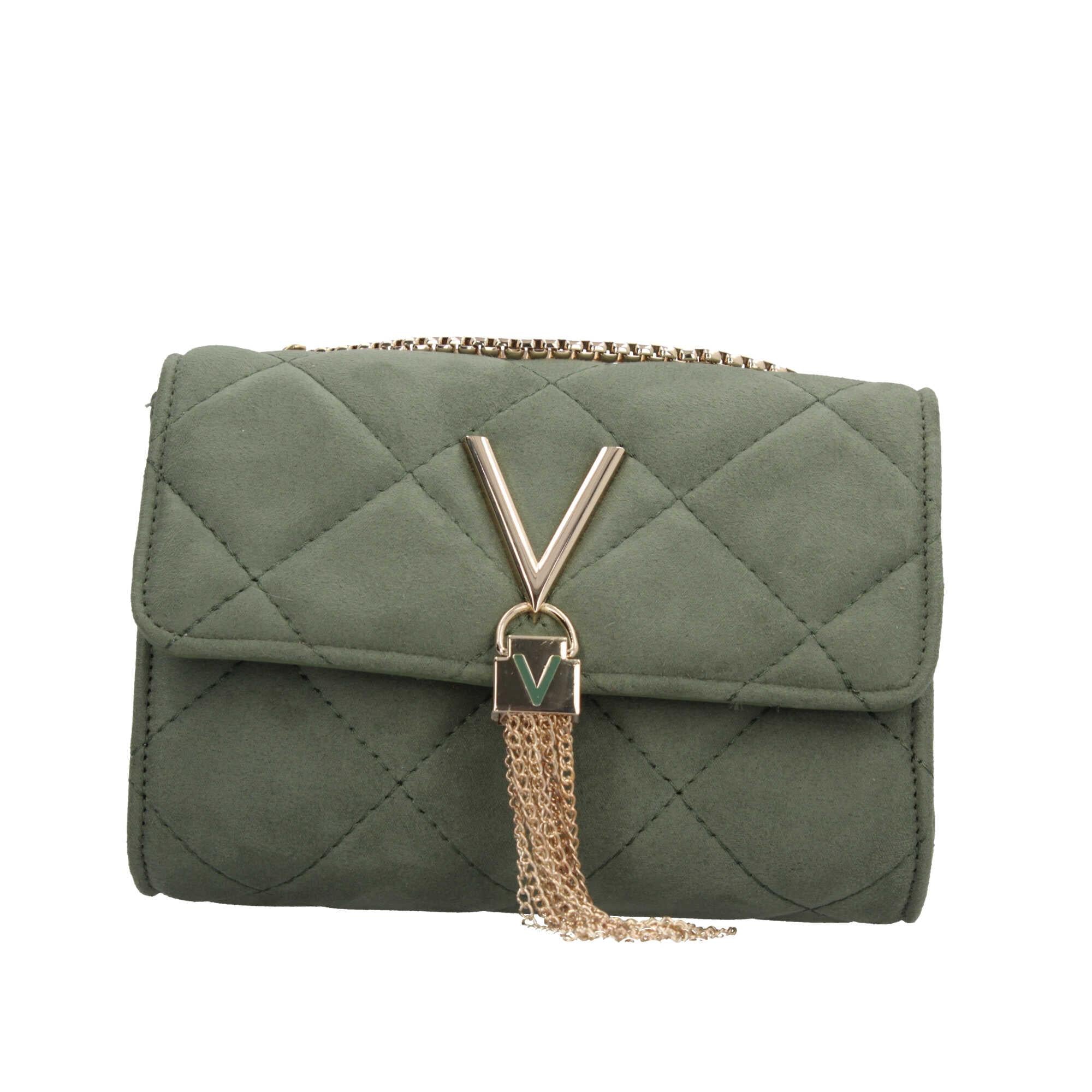 Borsa a tracolla Valentino trapuntata con chiusura a frangia metallica OLIVA TU | Giò Fashion