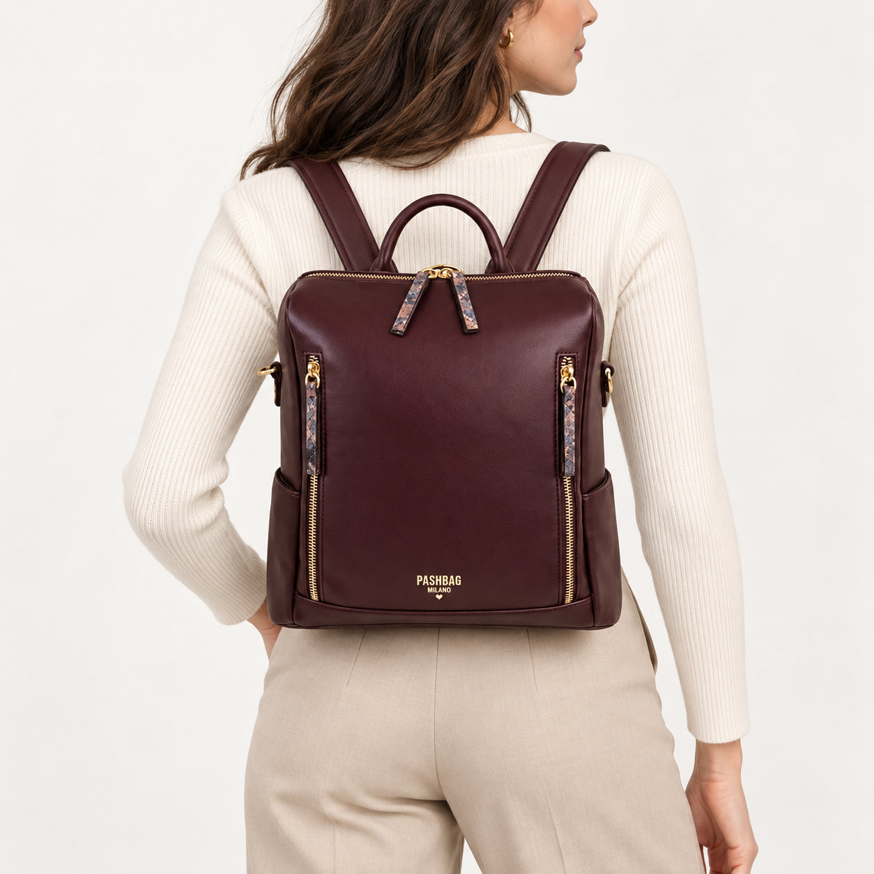 PashBag Zaino Donna con Doppia Zip Frontale
