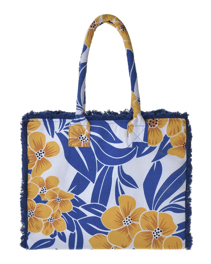 Ble Resort Collection Borsa in Canvas Arancione e Blu e Bianco