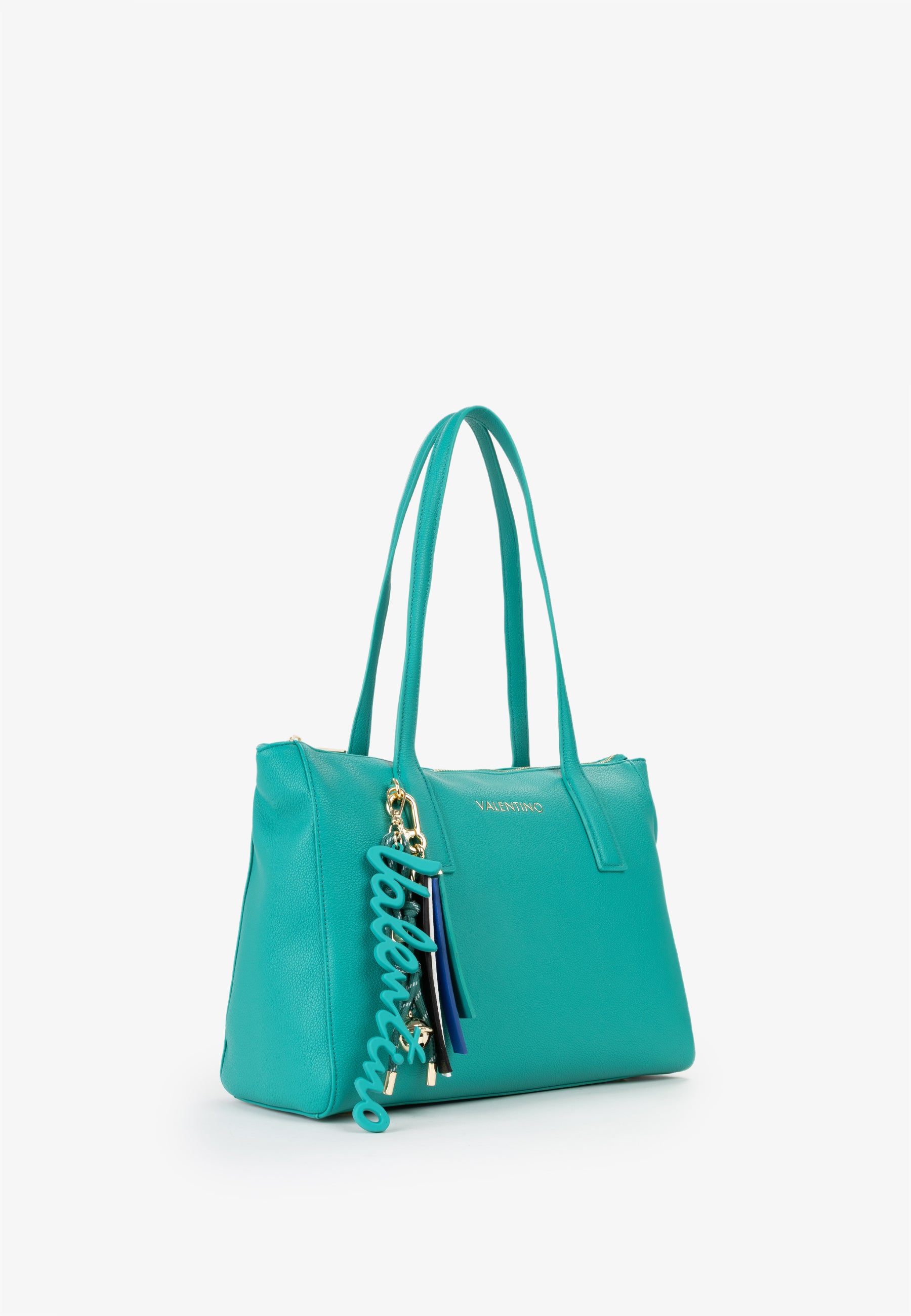 Borsa shopping donna Mario Valentino elegante con doppi manici e charm decorativi Verde TU | Giò Fashion