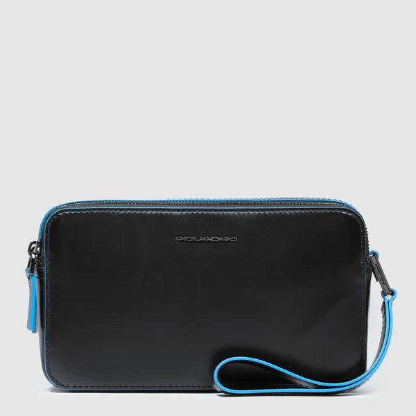 Piquadro pochette da uomo con chiusura zip e laccio da polso in pelle NERO TU | Giò Fashion