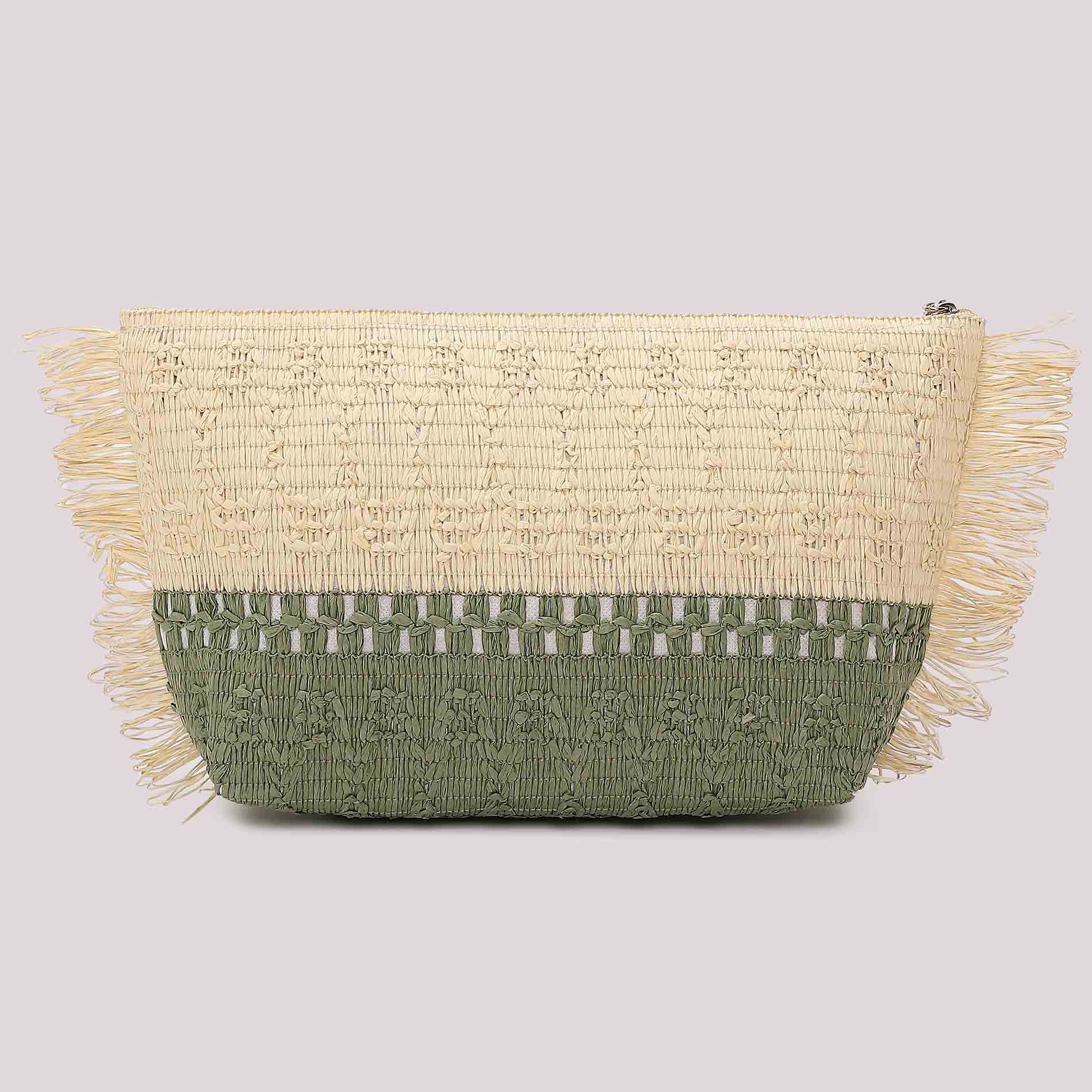 Mimi Mua pochette mare intrecciata con frange