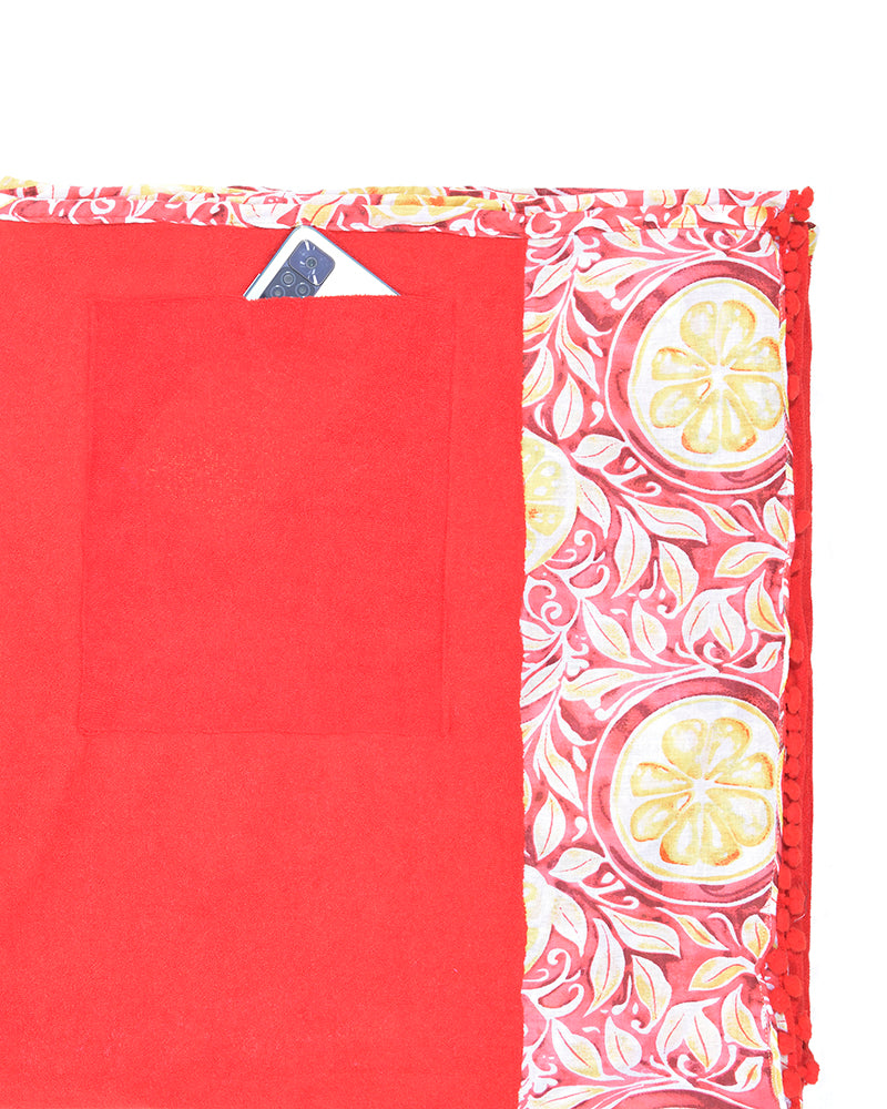 Ble Resort Collection Asciugamano Rosso Double Face con Fiori
