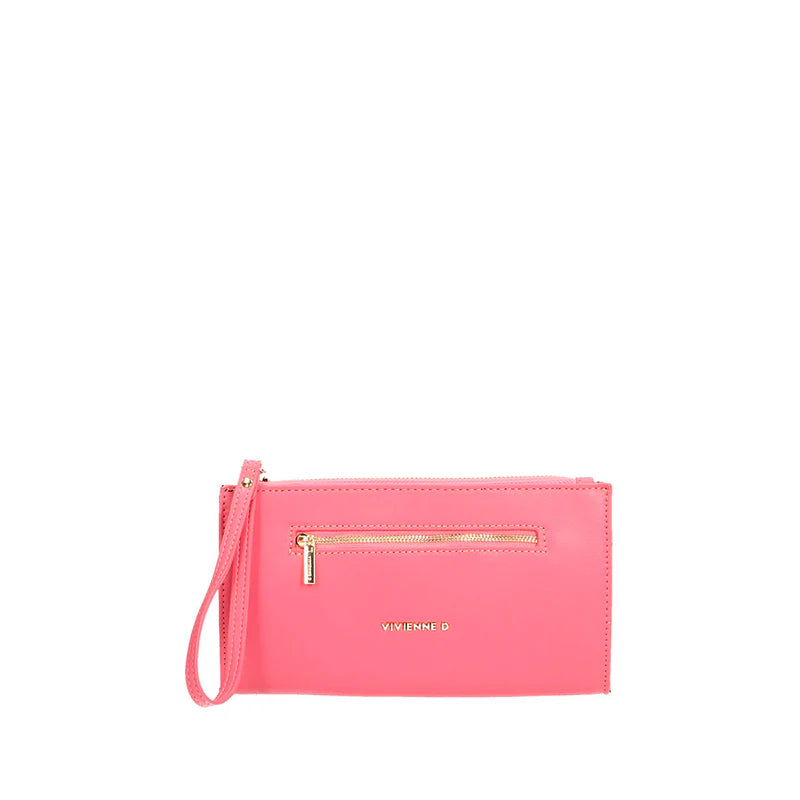 Portafoglio Vivienne D donna con zip e laccetto design pratico elegante Fucsia TU | Giò Fashion