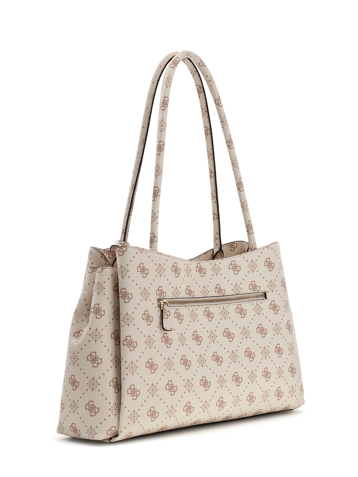 Borsa a spalla Guess donna logo all over con charm decorativo VANIGLIA LOGO TU | Giò Fashion