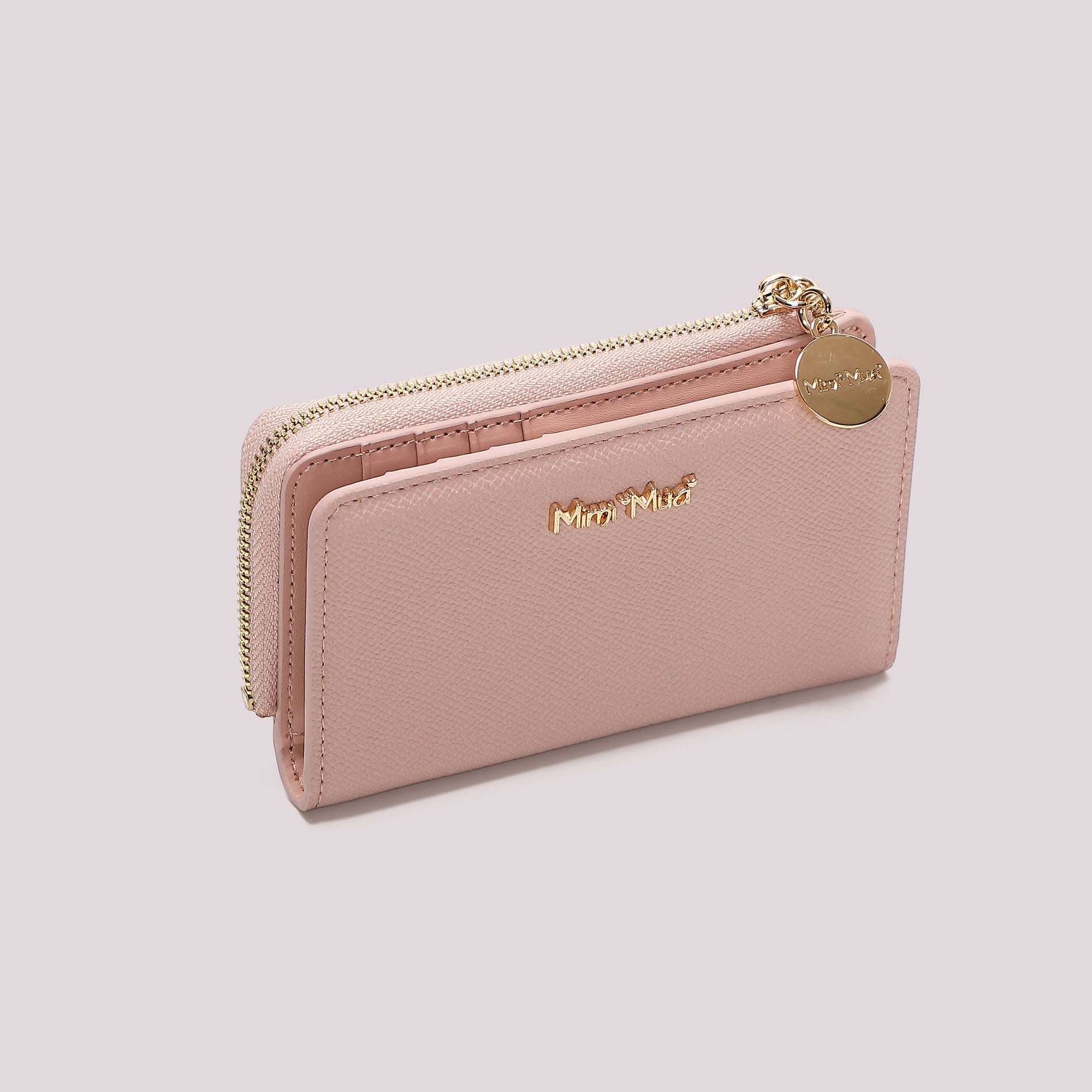 Portafoglio donna Mimi Mua con zip compatto e design elegante minimal Rosa TU | Giò Fashion