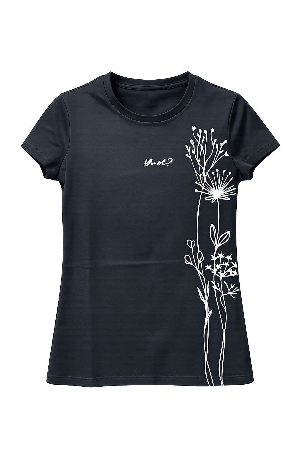 T-shirt Y Not donna girocollo con logo e stampa floreale minimal Nero XS | Giò Fashion