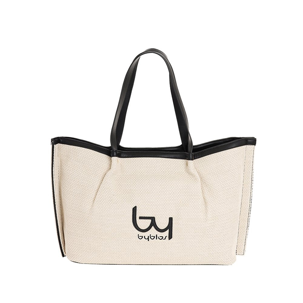 Borsa shopping Byblos donna in tessuto con logo frontale e manici a spalla