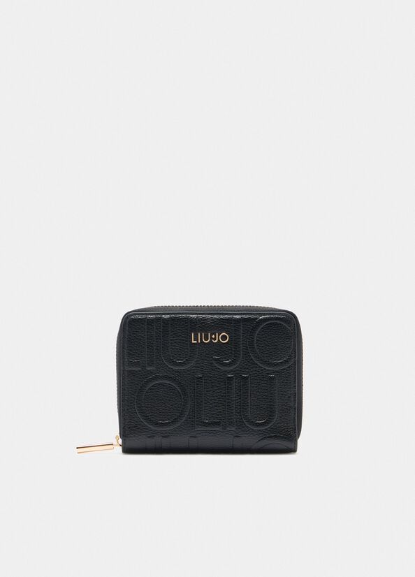 Liu Jo portafoglio zip around compatto con maxi logo Nero TU | Giò Fashion