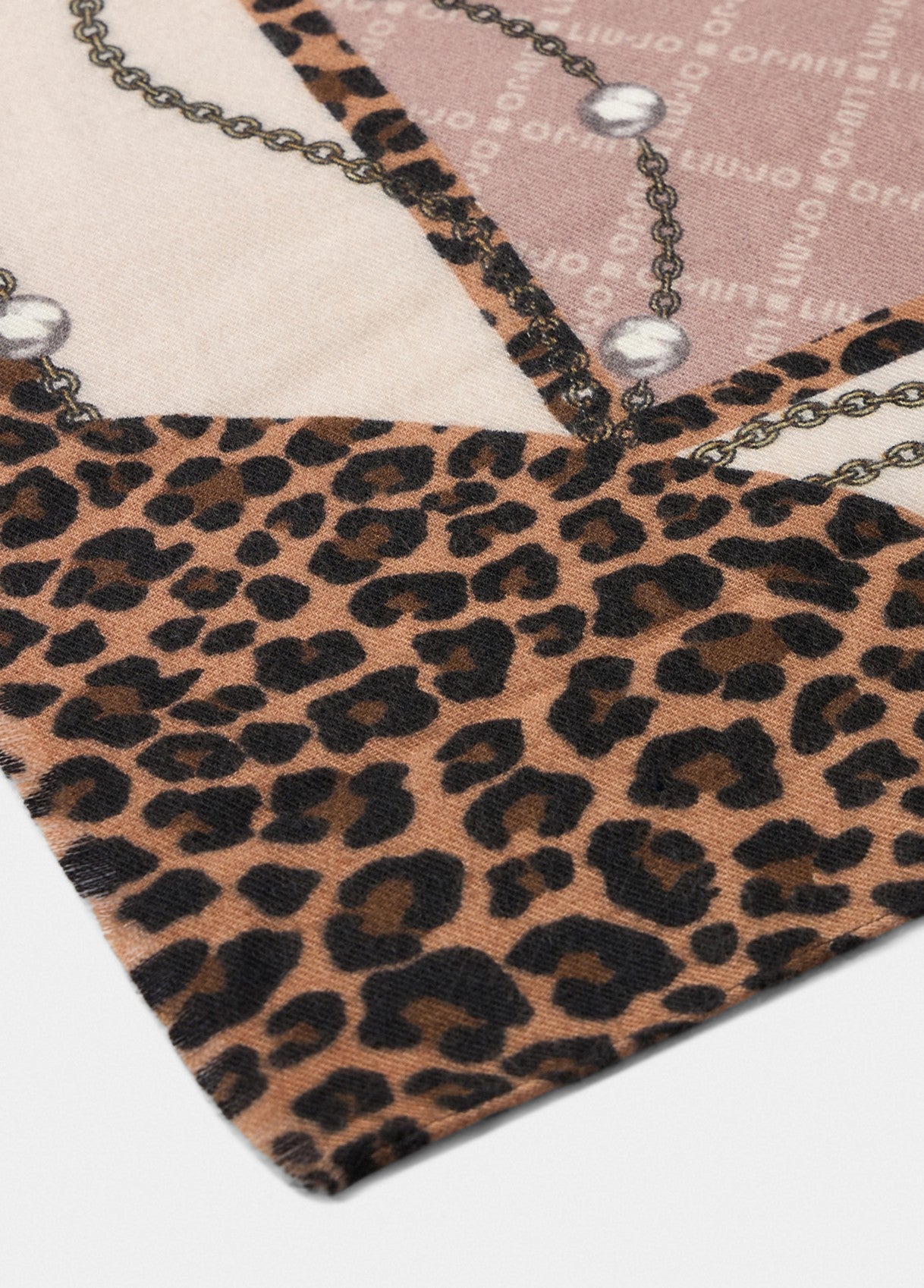 Liu Jo foulard rettangolare con stampa animalier e catene