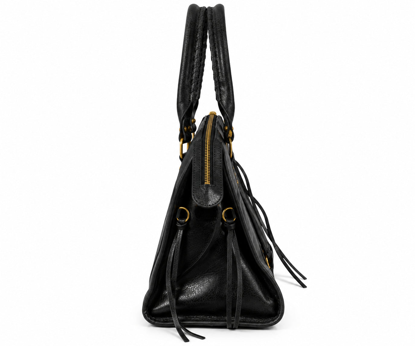 Borsa a Mano in Pelle Effetto Vintage con Borchie e Tracolla