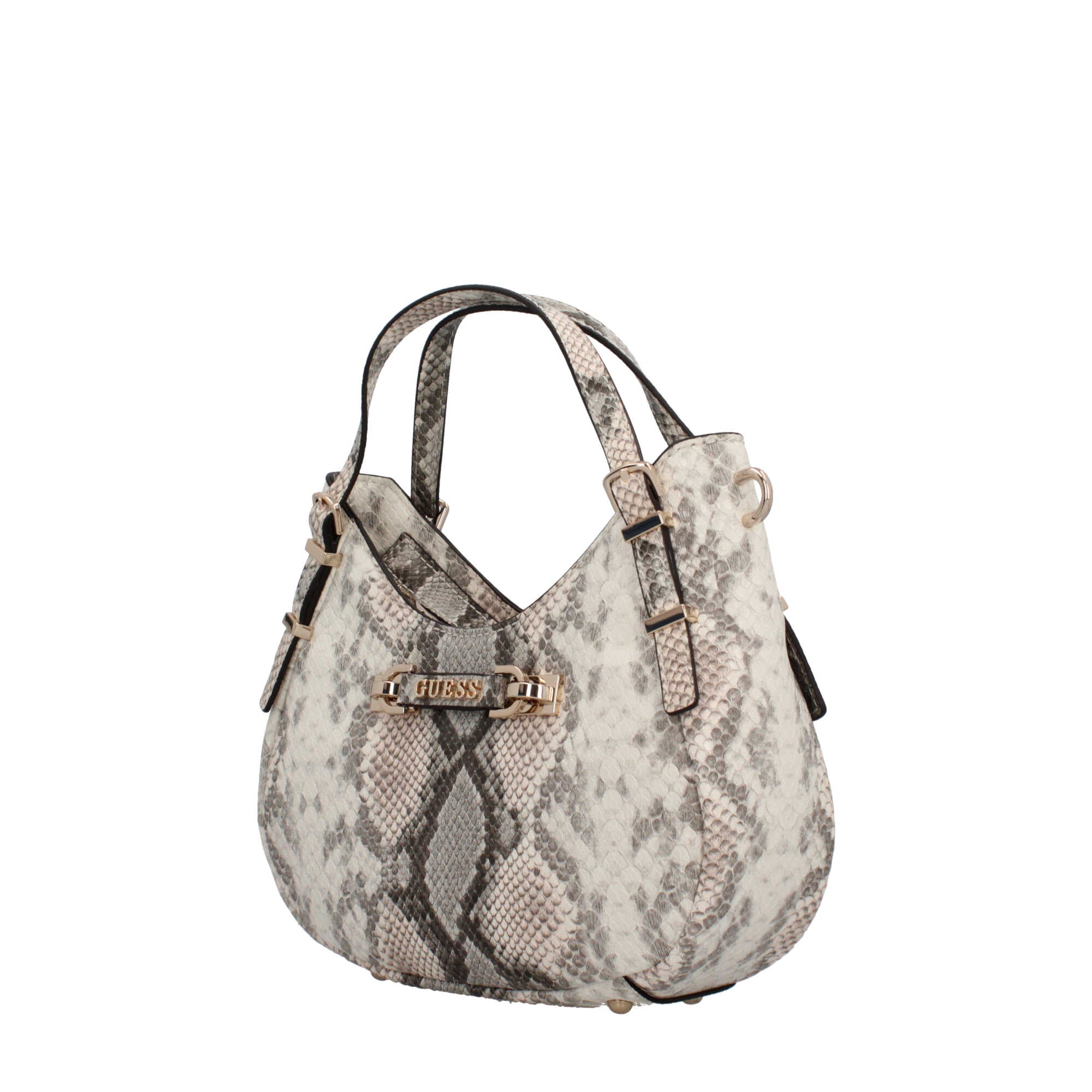 Borsa a spalla Guess effetto pitonato con dettaglio logo