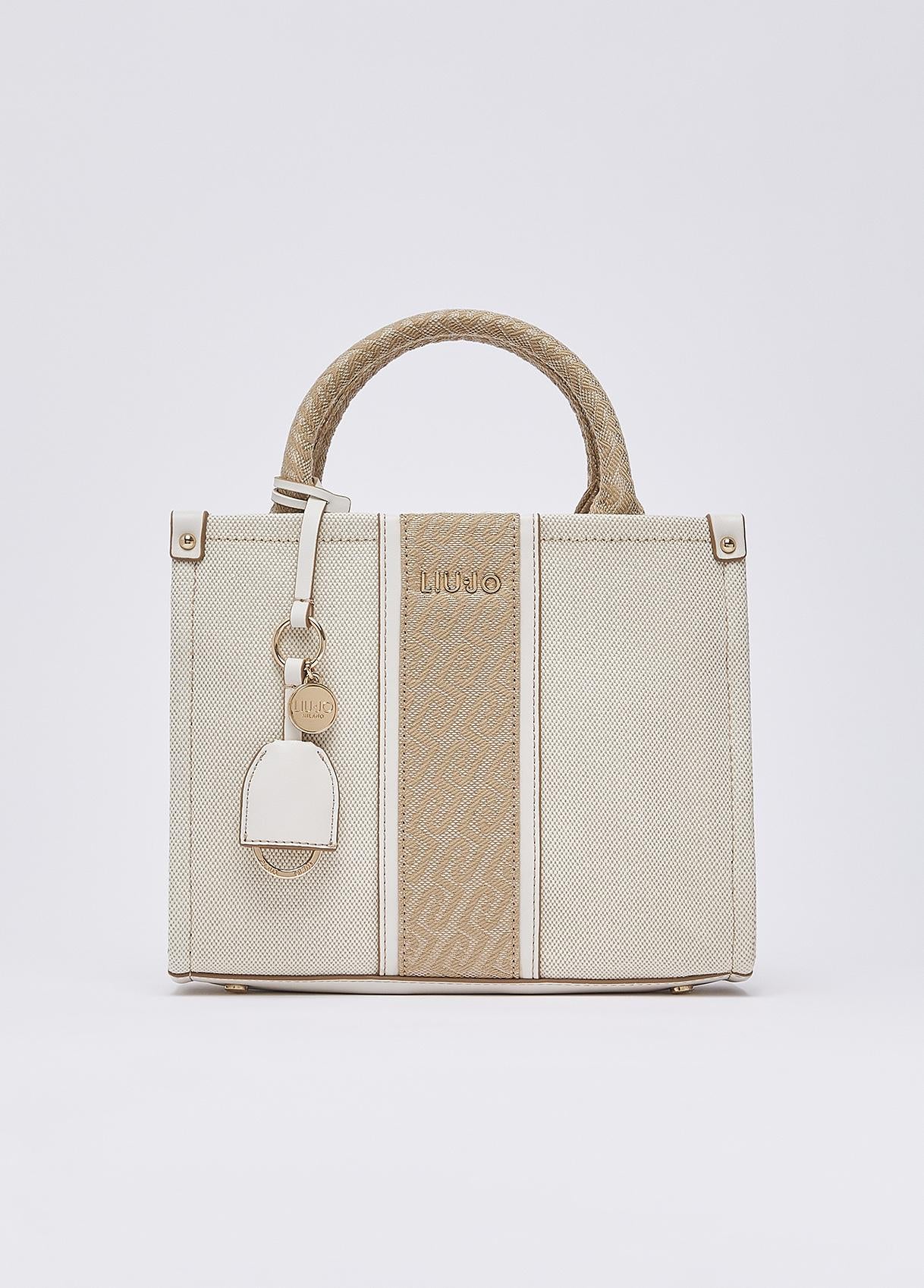 Borsa a mano Liu Jo elegante con logo centrale e charm removibile Cream TU | Giò Fashion