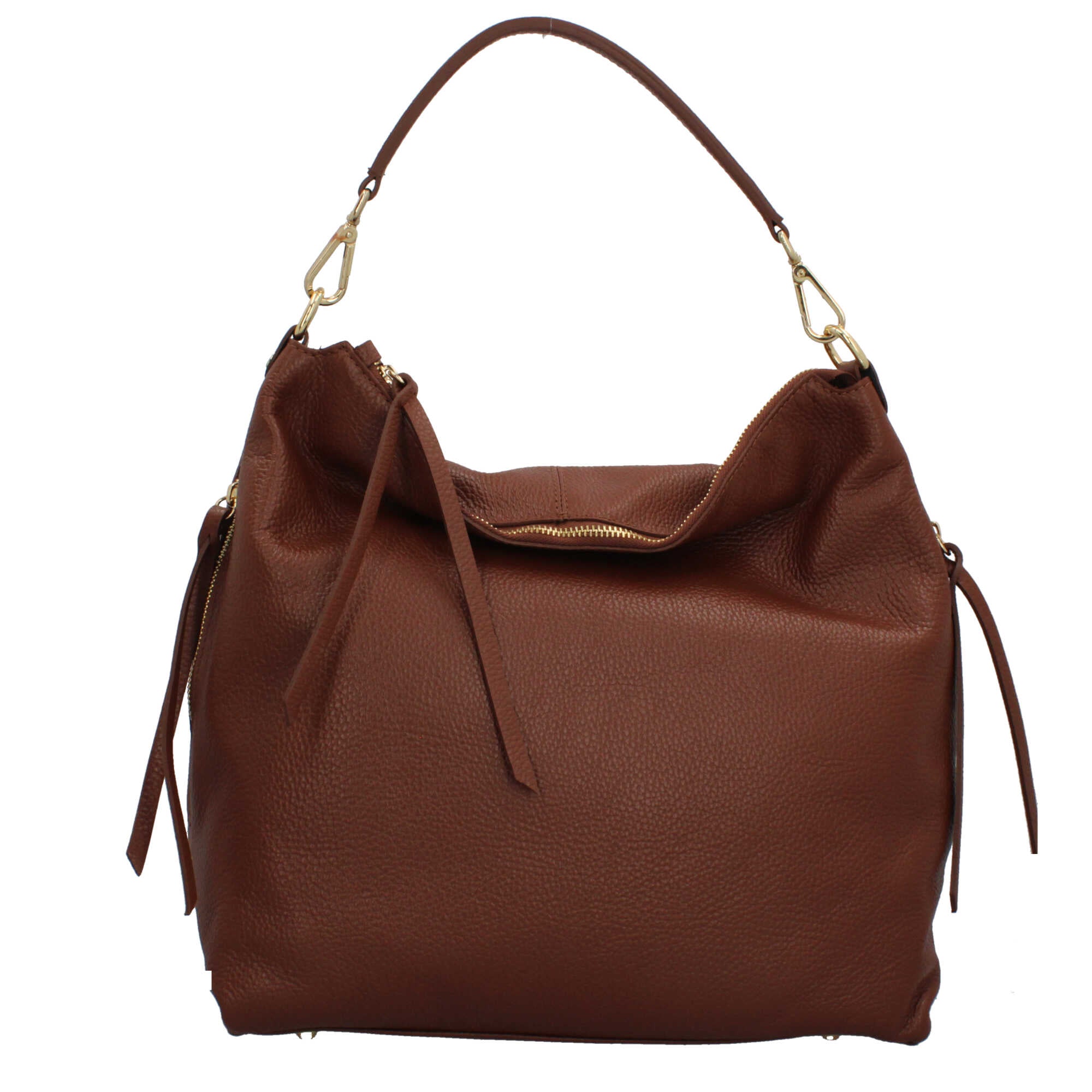 Borsa a spalla Made in Italy in pelle con tracolla rimovibile