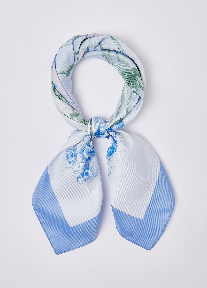 Foulard Liu Jo elegante con stampa floreale raffinata AZZURRO TU | Giò Fashion
