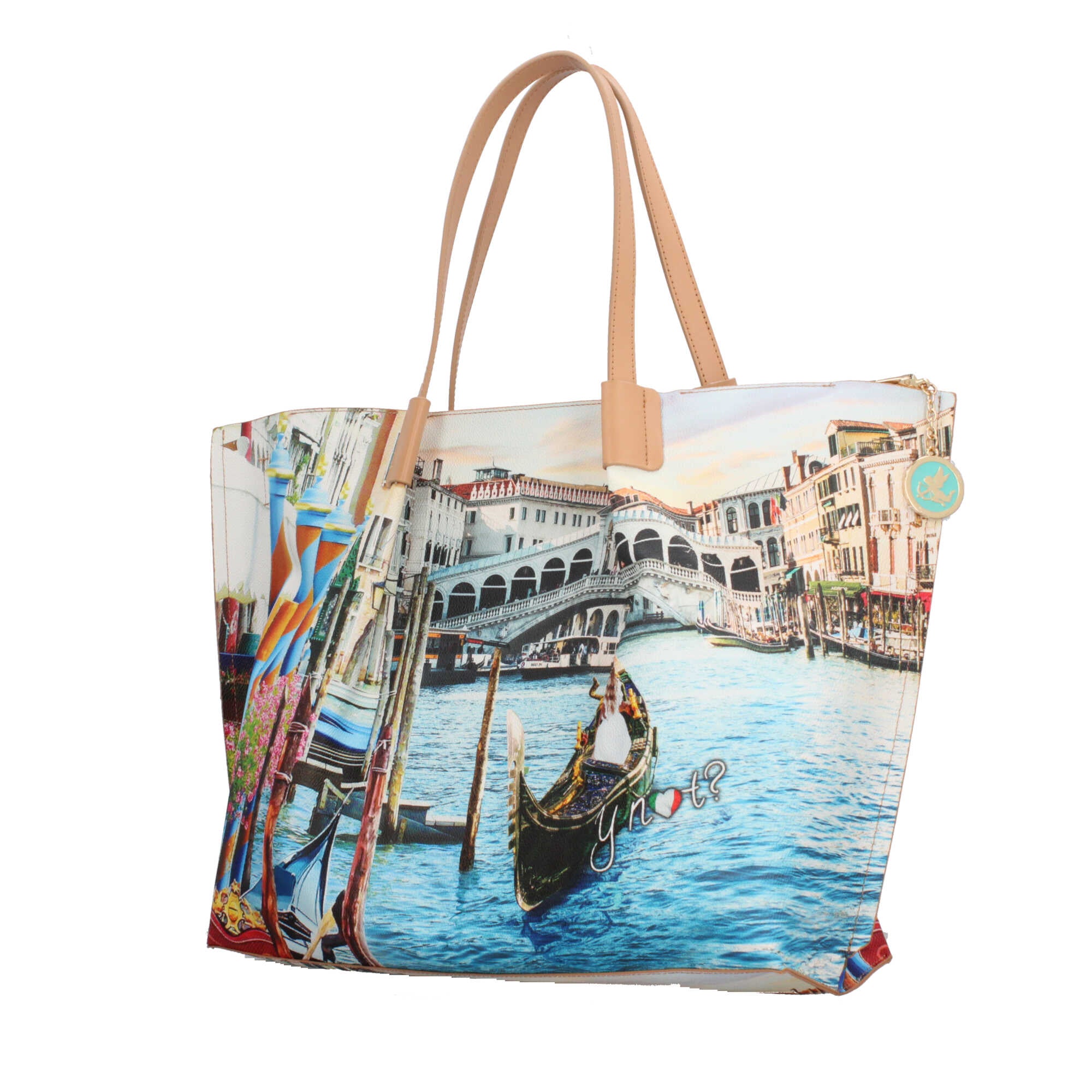 Shopping bag YNot capiente con stampa artistica e doppio manico