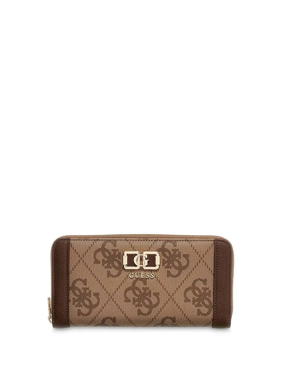 Portafoglio lungo Guess donna logo all over con dettaglio frontale metallico TAUPE LOGO TU | Giò Fashion