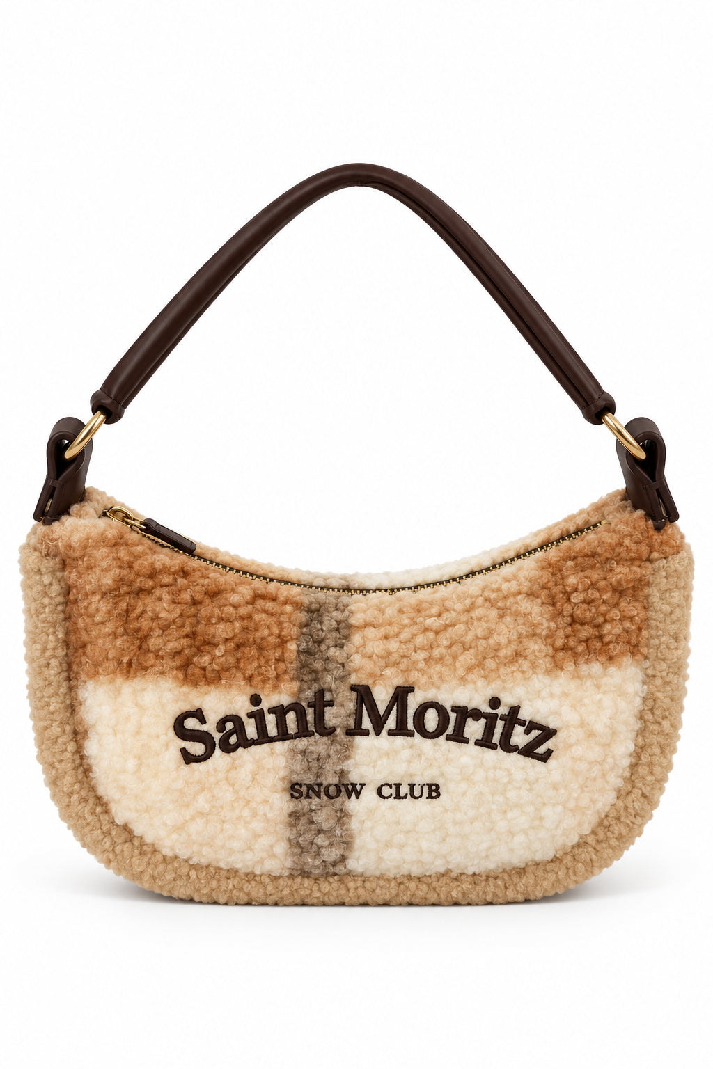 Borsa a Spalla Kuvé in Teddy con Logo Ricamato