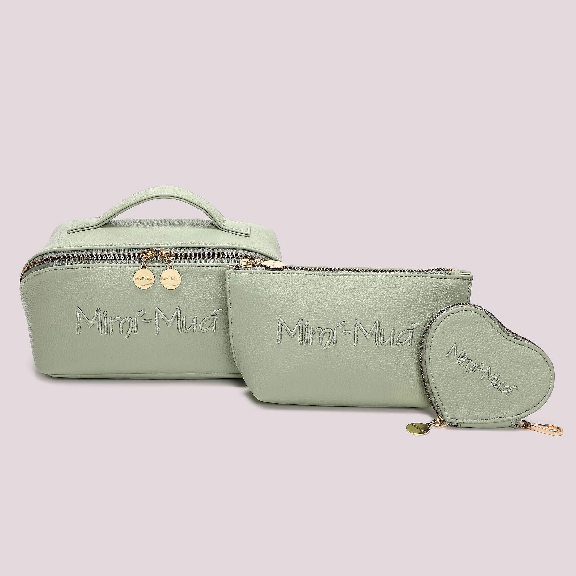 Beauty case donna Mimi Mua con manico e zip superiore design elegante VERDE ACQUA TU | Giò Fashion
