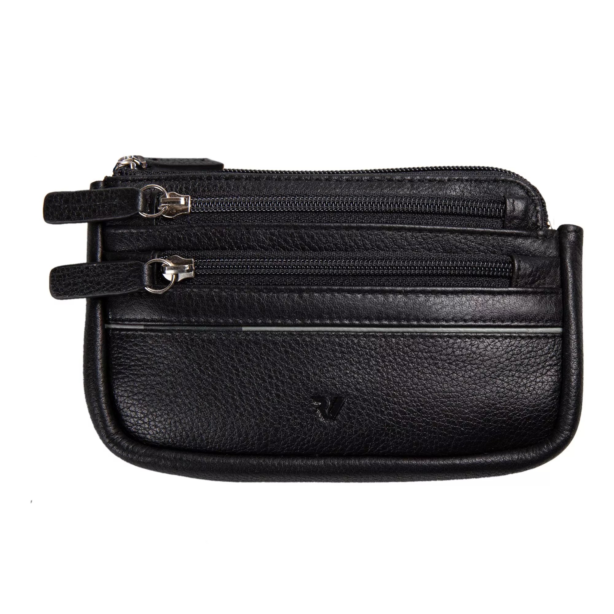 Portachiavi Roncato in pelle con doppia zip e anello interno