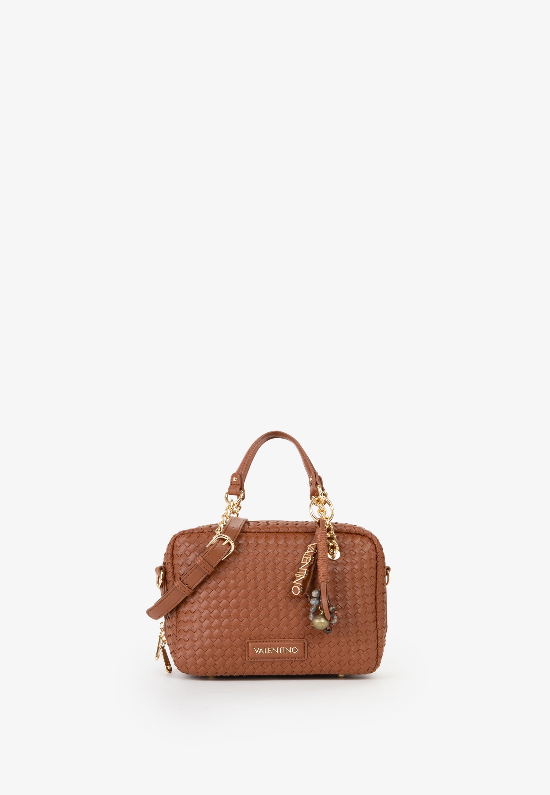 Borsa bauletto donna Mario Valentino intrecciata con tracolla regolabile e dettagli gioiello Cuoio TU | Giò Fashion