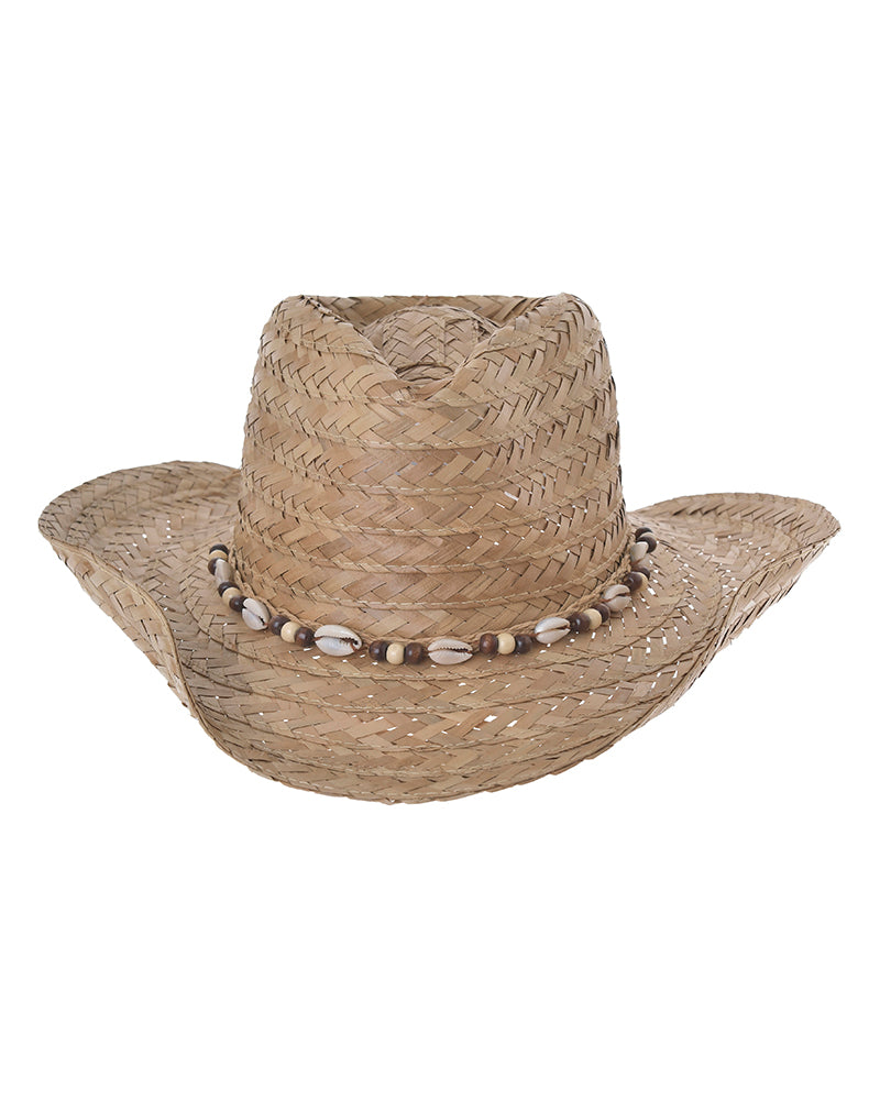 Ble Resort Collection Cappello Beige di Paglia con Conchiglie