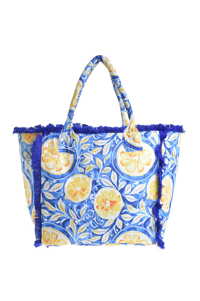 Ble Resort Collection Borsa Blu in Tessuto con Fiori
