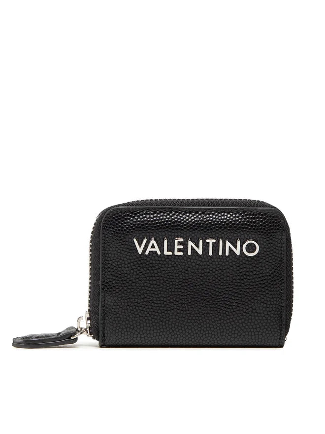 Valentino portamonete compatto con zip e logo frontale Nero TU | Giò Fashion
