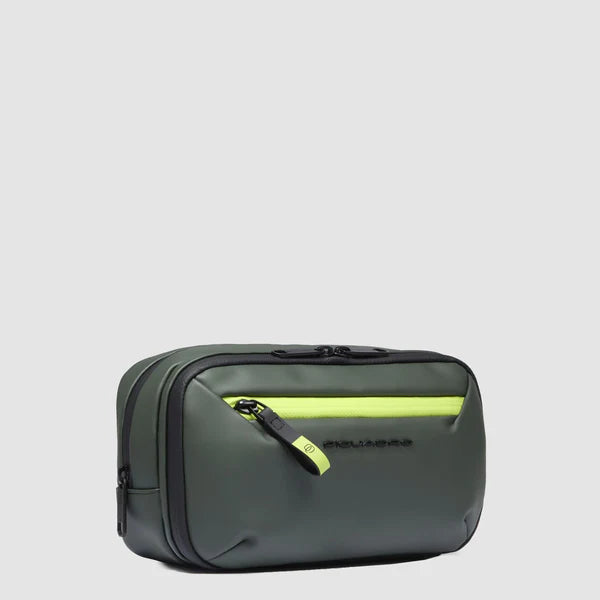 Beauty case Piquadro in tessuto con doppio comparto e struttura compatta VERDE TU | Giò Fashion