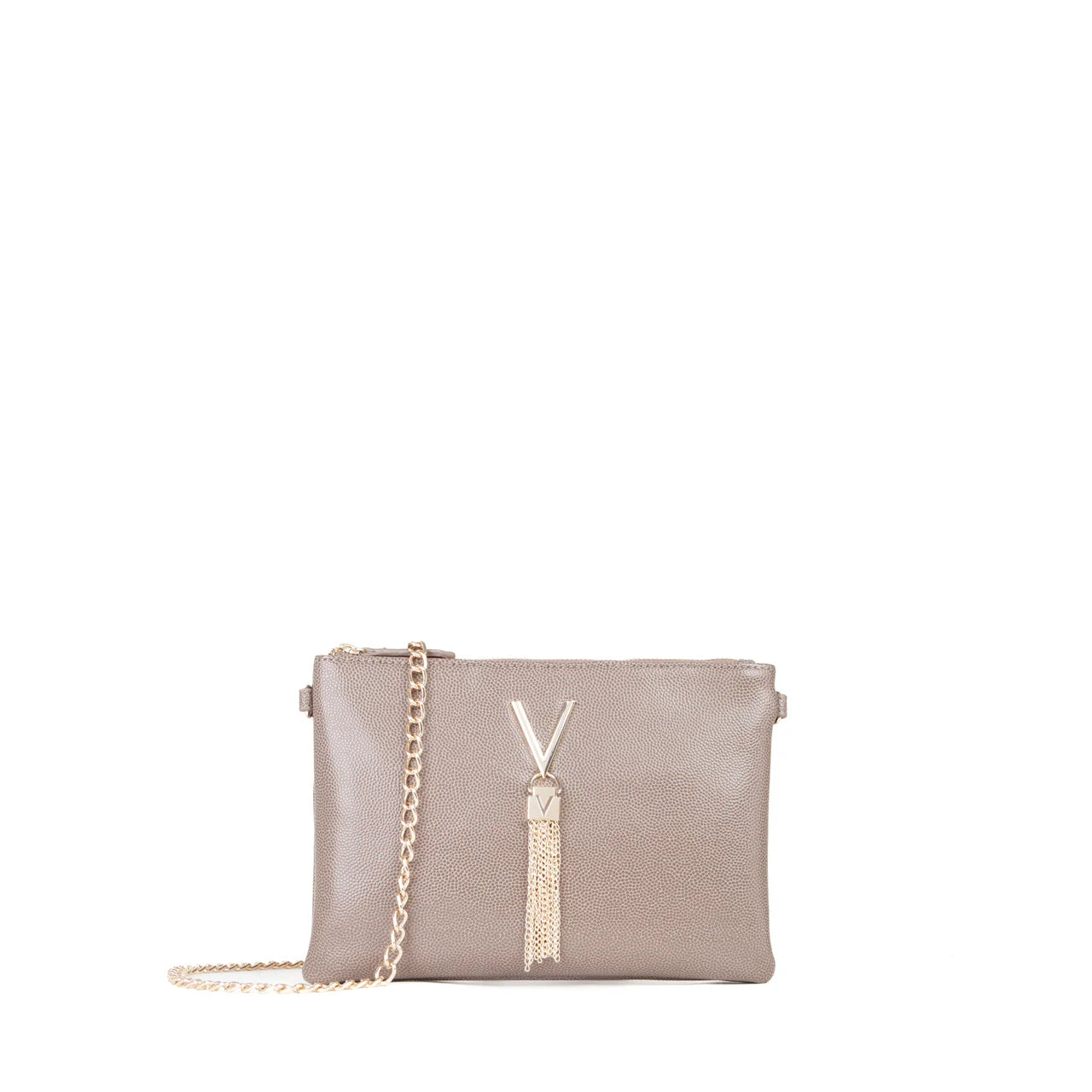 Pochette Divina con Tracolla a Catena e Dettaglio a Nappa TAUPE TU | Giò Fashion