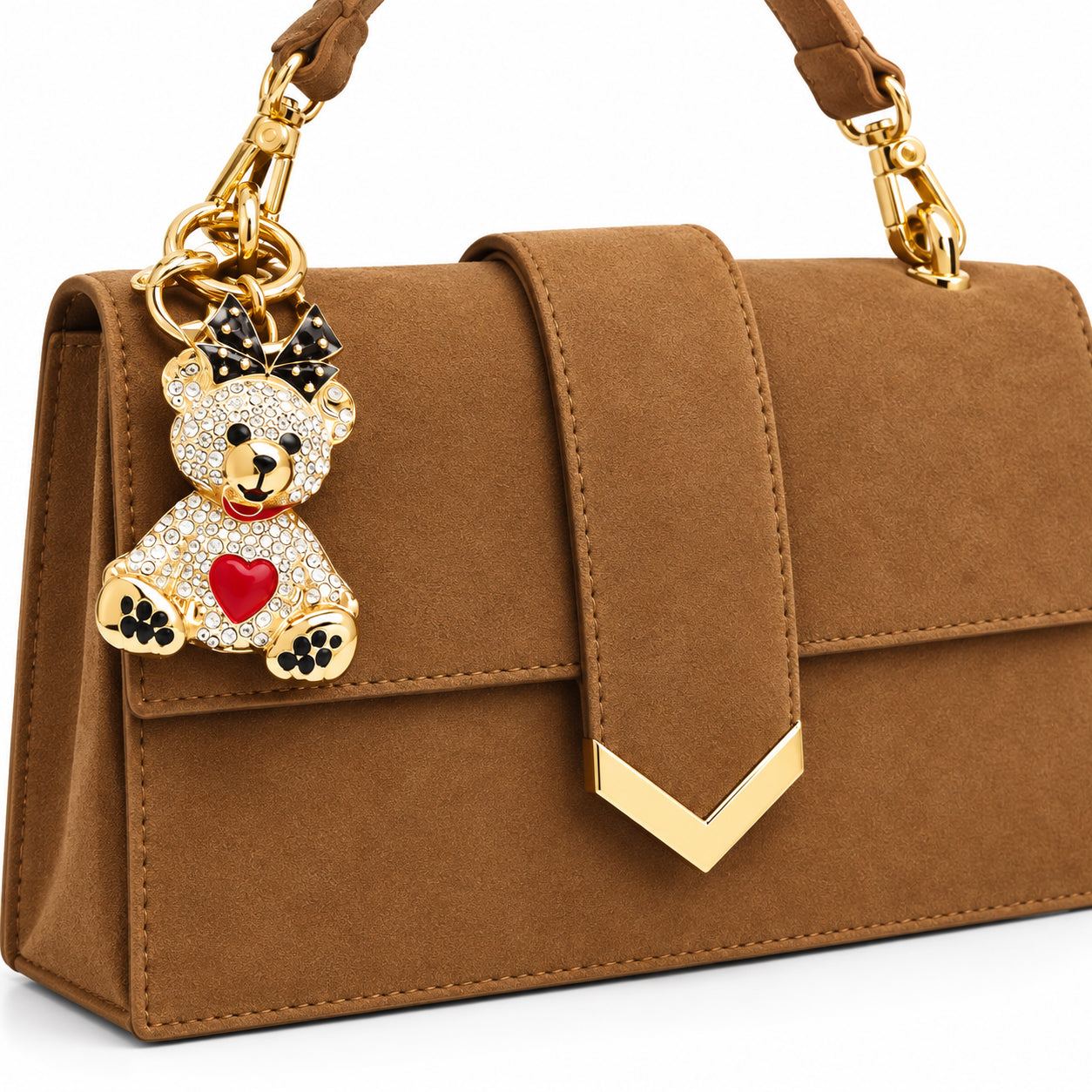 PashBag Borsa a Mano Strutturata con Charm Orsetto