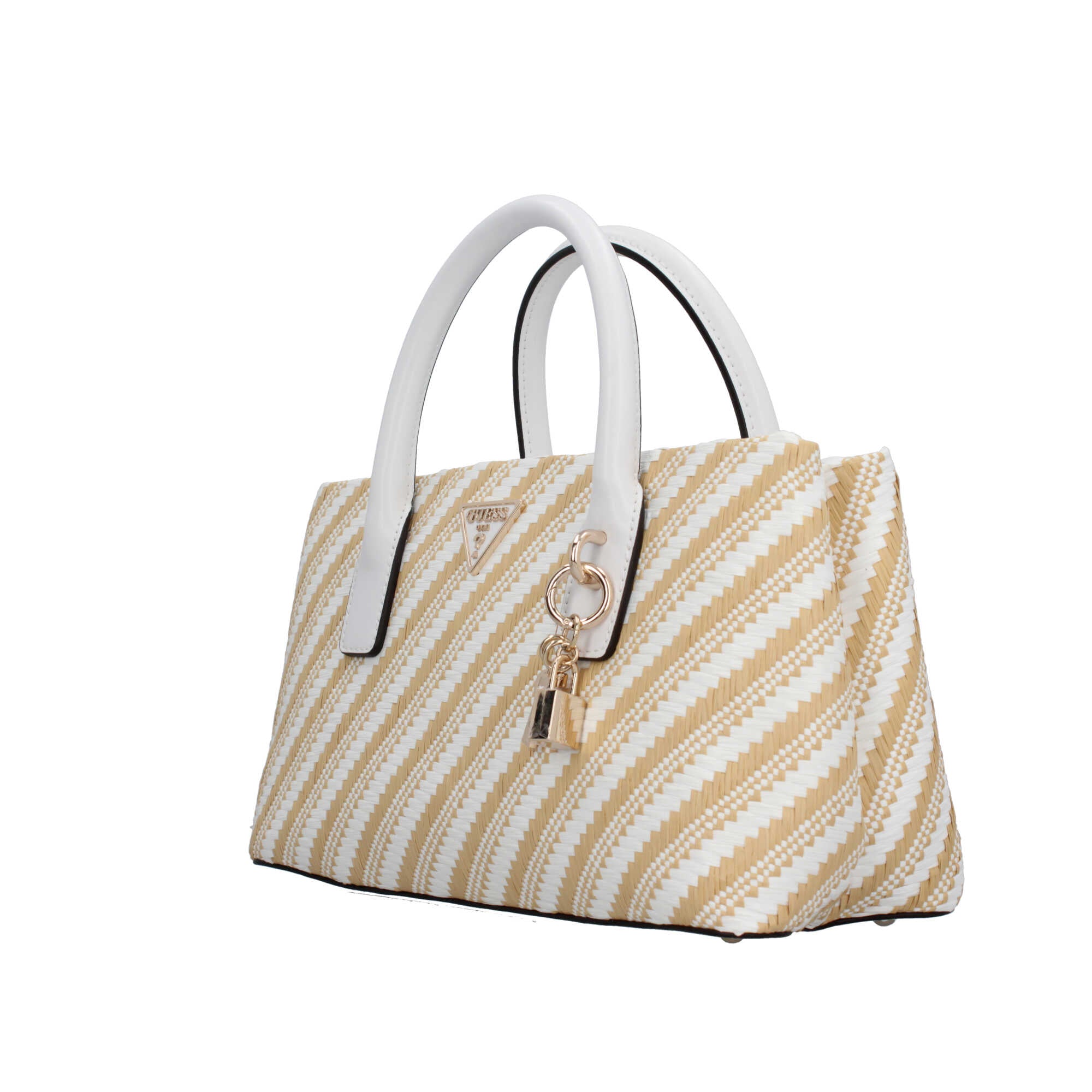 Borsa a mano Guess con effetto intrecciato e charm decorativo