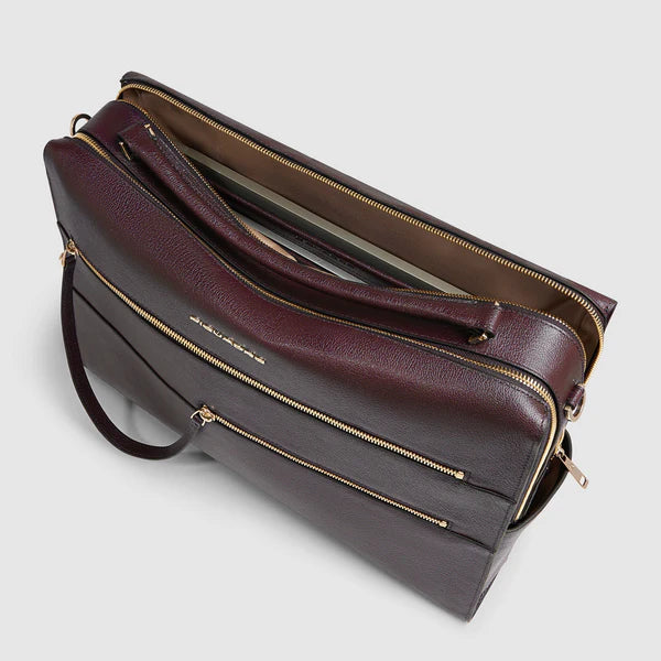 Borsa Piquadro in pelle con scomparto per laptop e doppia tasca frontale BORDEAUX TU | Giò Fashion