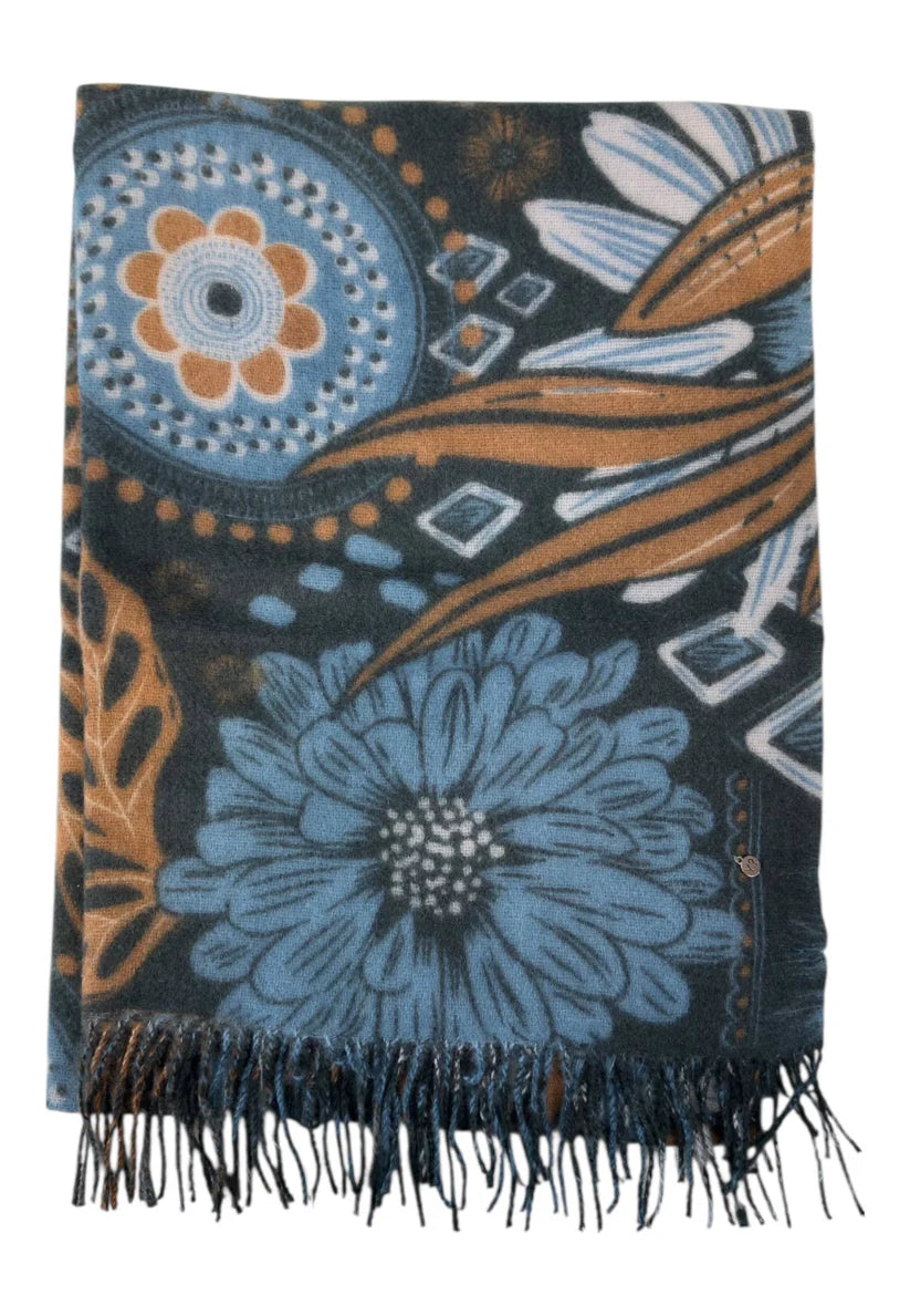 Sciarpa Y Not con frange e fantasia etnica