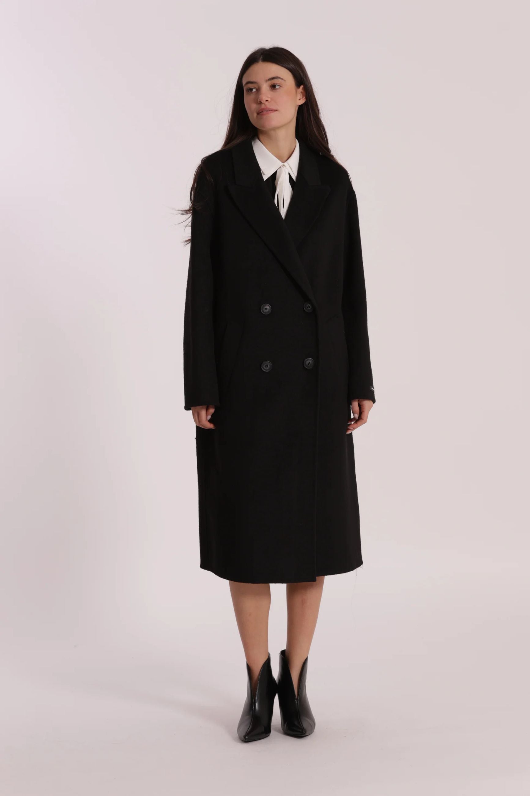 Cappotto lungo donna Mimi Mua doppiopetto elegante Nero XL | Giò Fashion