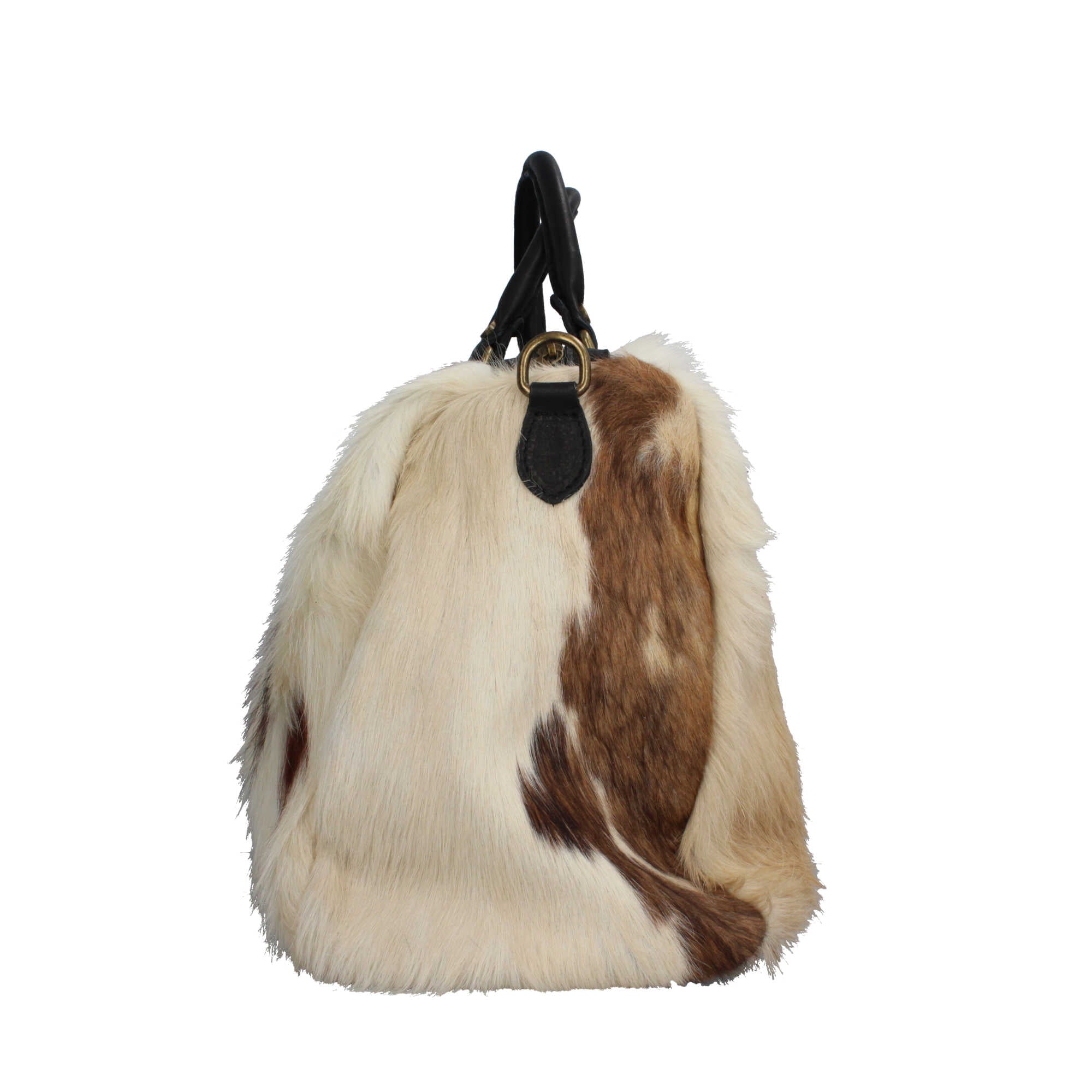 Borsa Made in Italy in pelle con pelo naturale Marrone TU | Giò Fashion