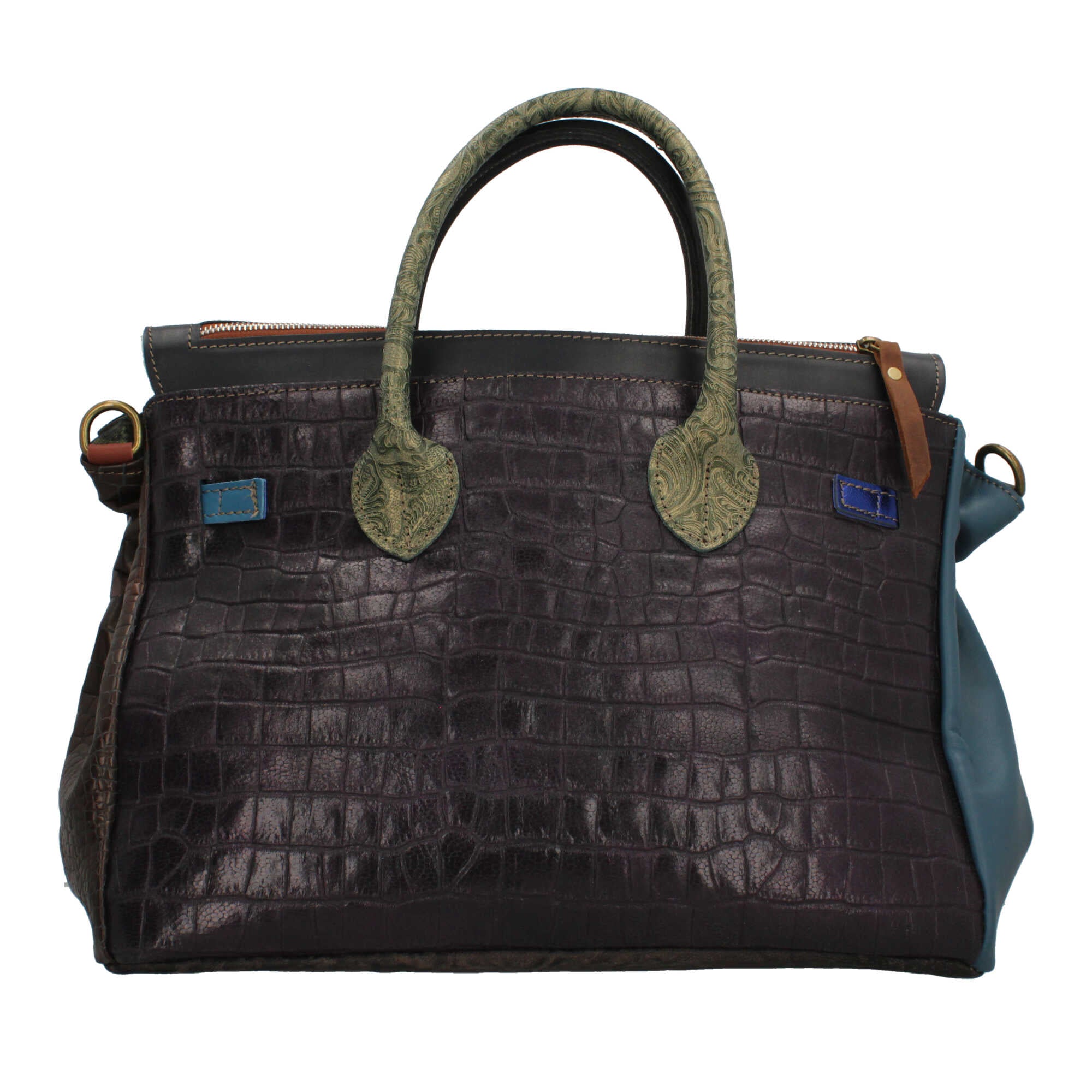 Borsa a mano Made in Italy con patta effetto metallizzato e stampa artistica Rosso TU | Giò Fashion