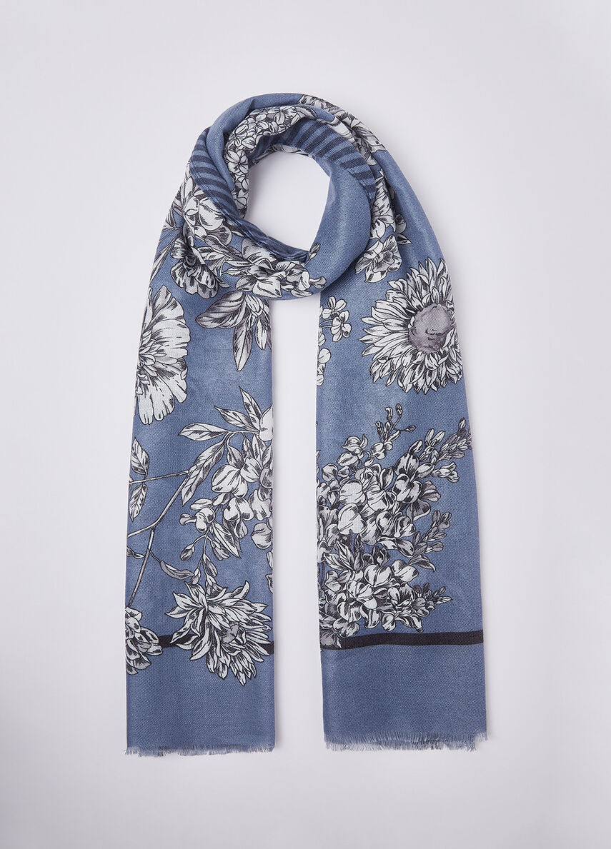 Sciarpa Liu Jo elegante con stampa decorativa e finitura leggera BLU TU | Giò Fashion