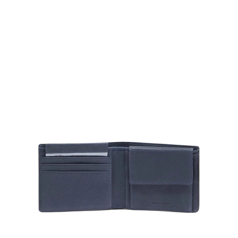 Portafoglio Piquadro in pelle e tessuto con portacarte