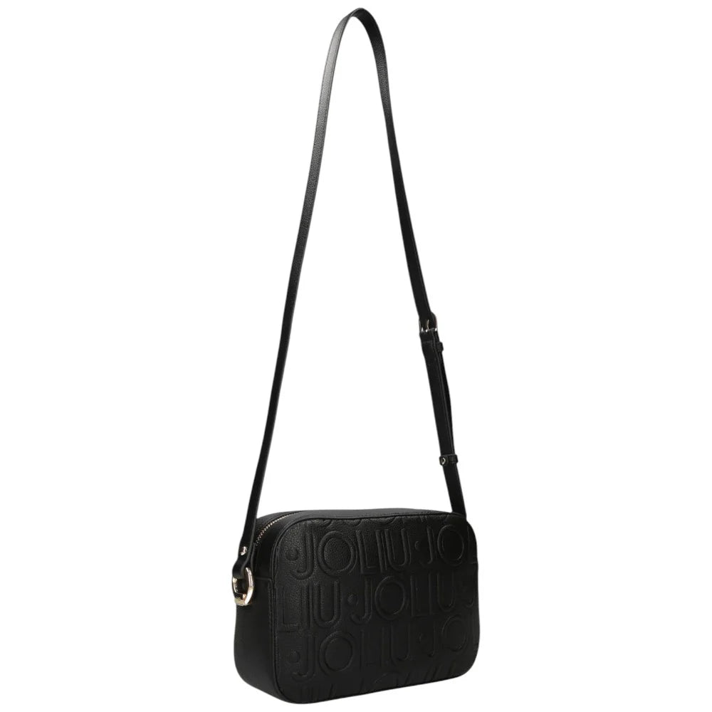 Borsa a tracolla Liu Jo con logo in rilievo all over Nero TU | Giò Fashion